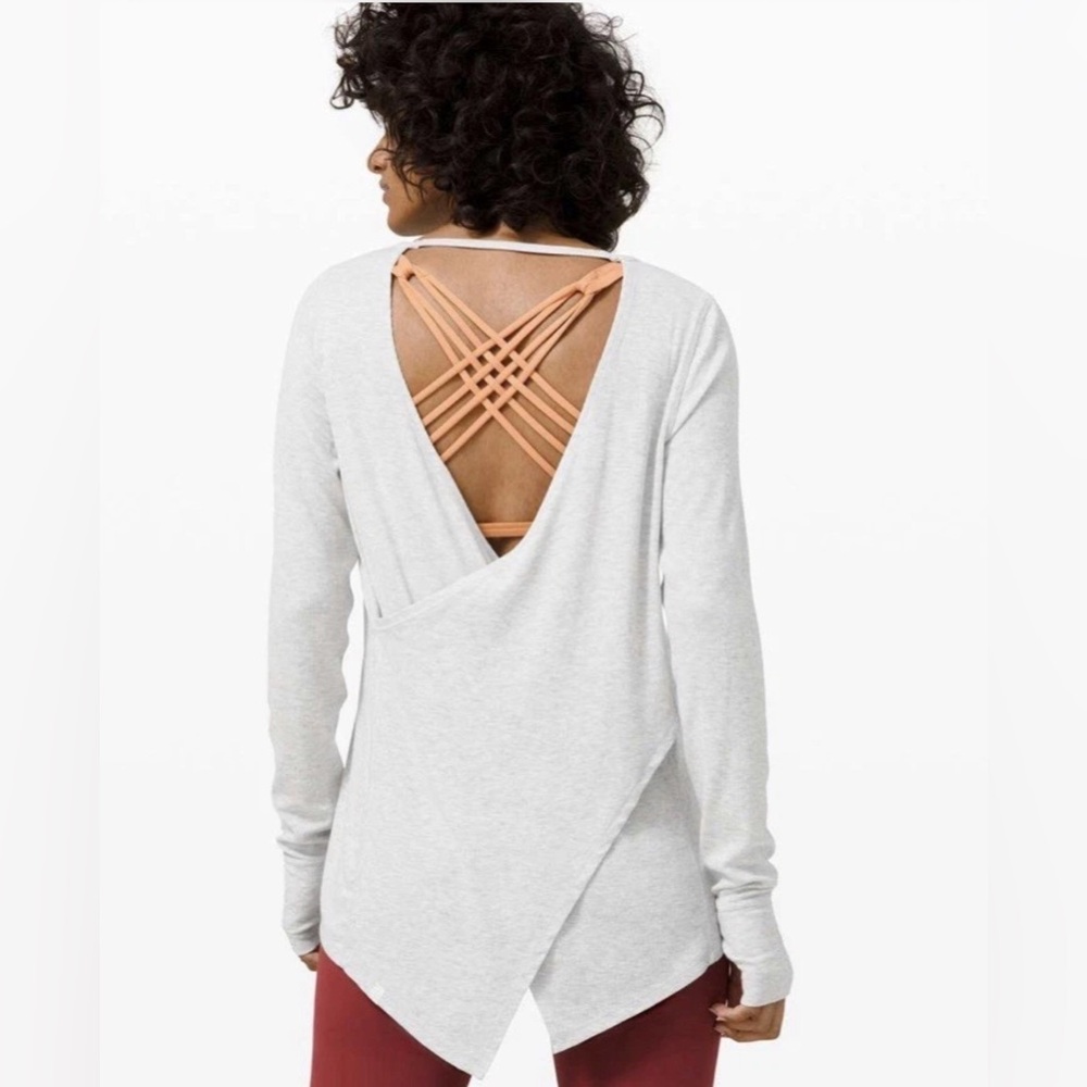 🌼Lululemon Loved and Lifted Long Sleeve Tee Shirt 10 Heather Ultra Light Gray